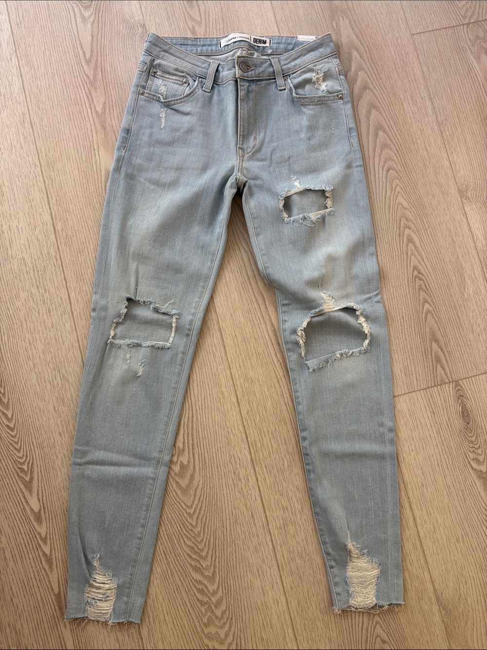 Lovers + Friends skinny “Ricky” Light Blue Distressed Skinny Jeans